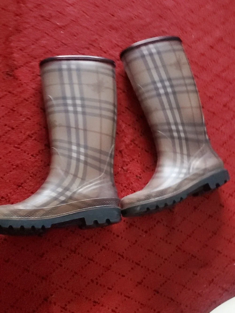 Burberry Classic Plaid Tall Rain Boots - Brown
